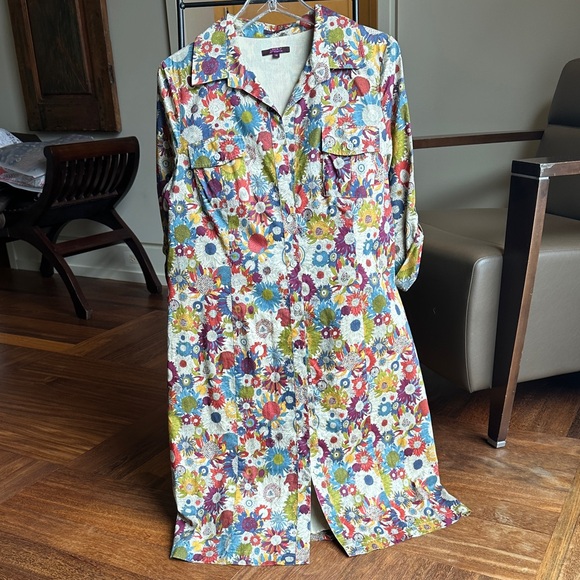 liberty Dresses & Skirts - Liberty Art Fabrics. A beautiful bright floral cotton shirt-dress.